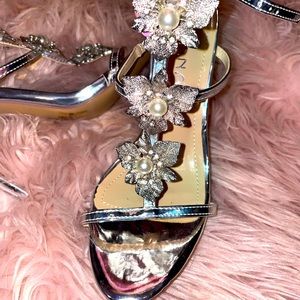 Brand new silver stiletto sandals size 5.5